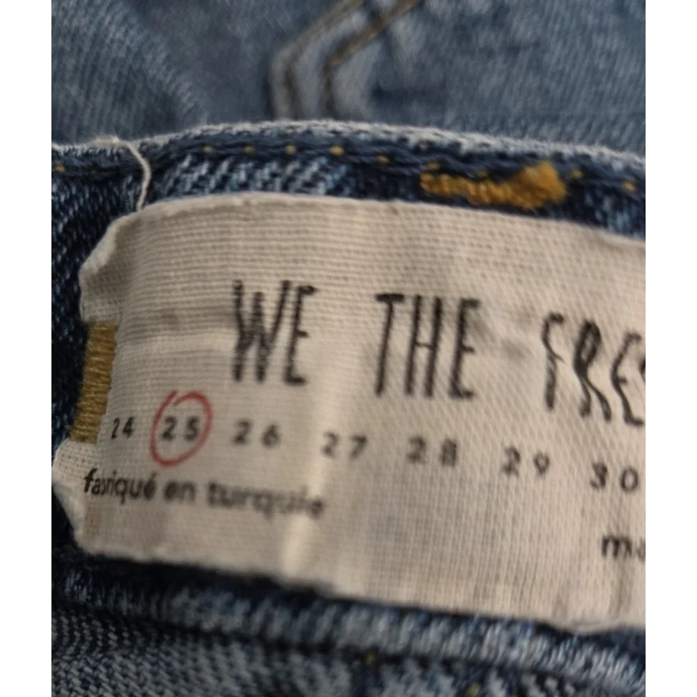 WE THE FREE Free People 25 Button Fly Distressed Denim Mini Skirt Boho Grunge